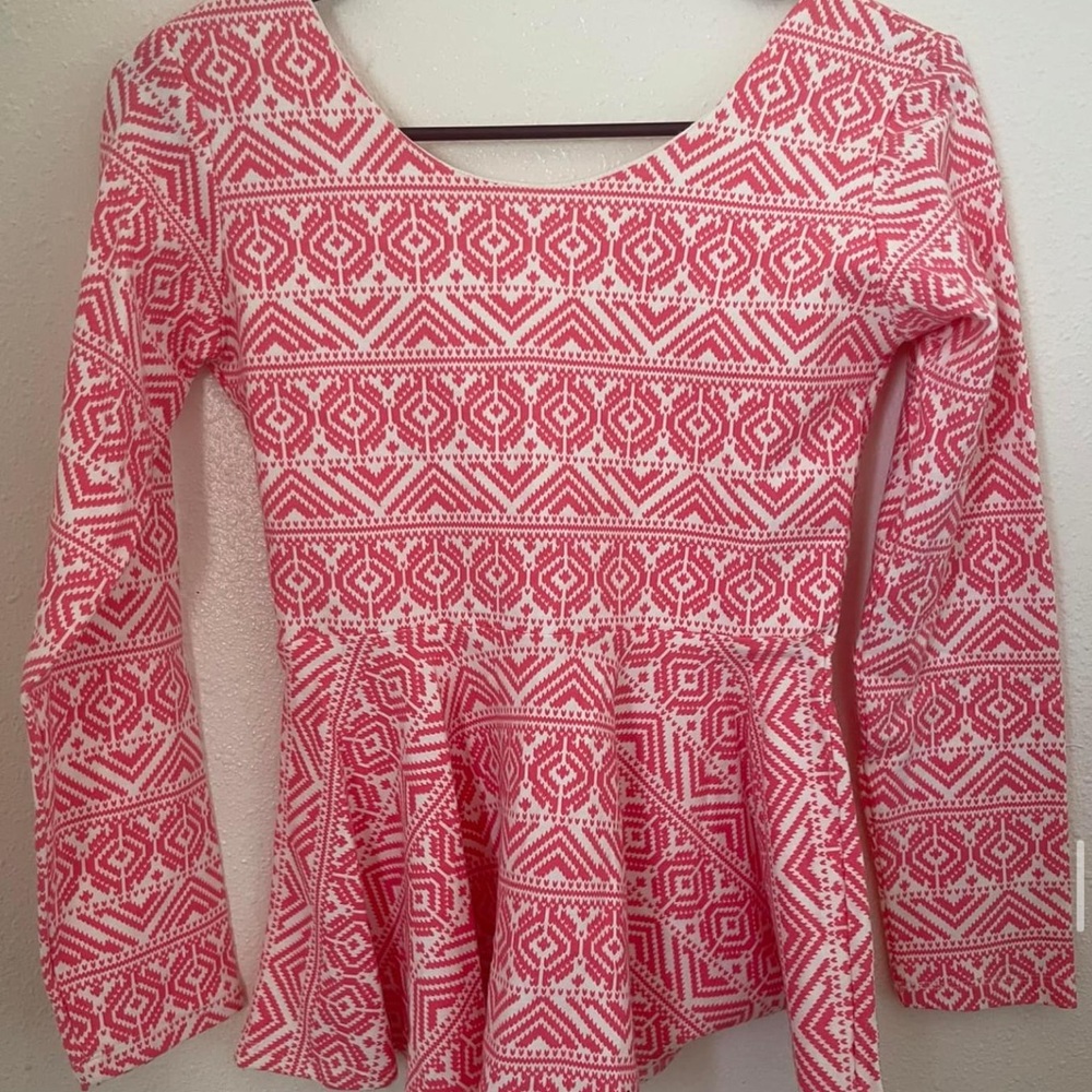 Coral Pink boutique custom sweater like peplum size 8
